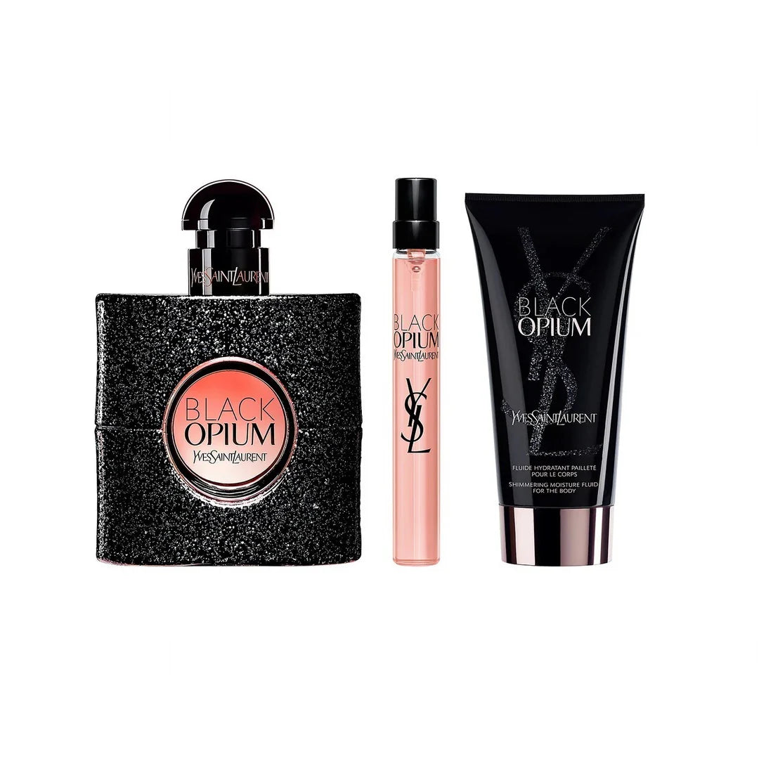 COFFRET BLACK OPIUM - Black Opium Eau de Parfum 90ml + Lait pour le corps 50ml + Format Voyage 10ml