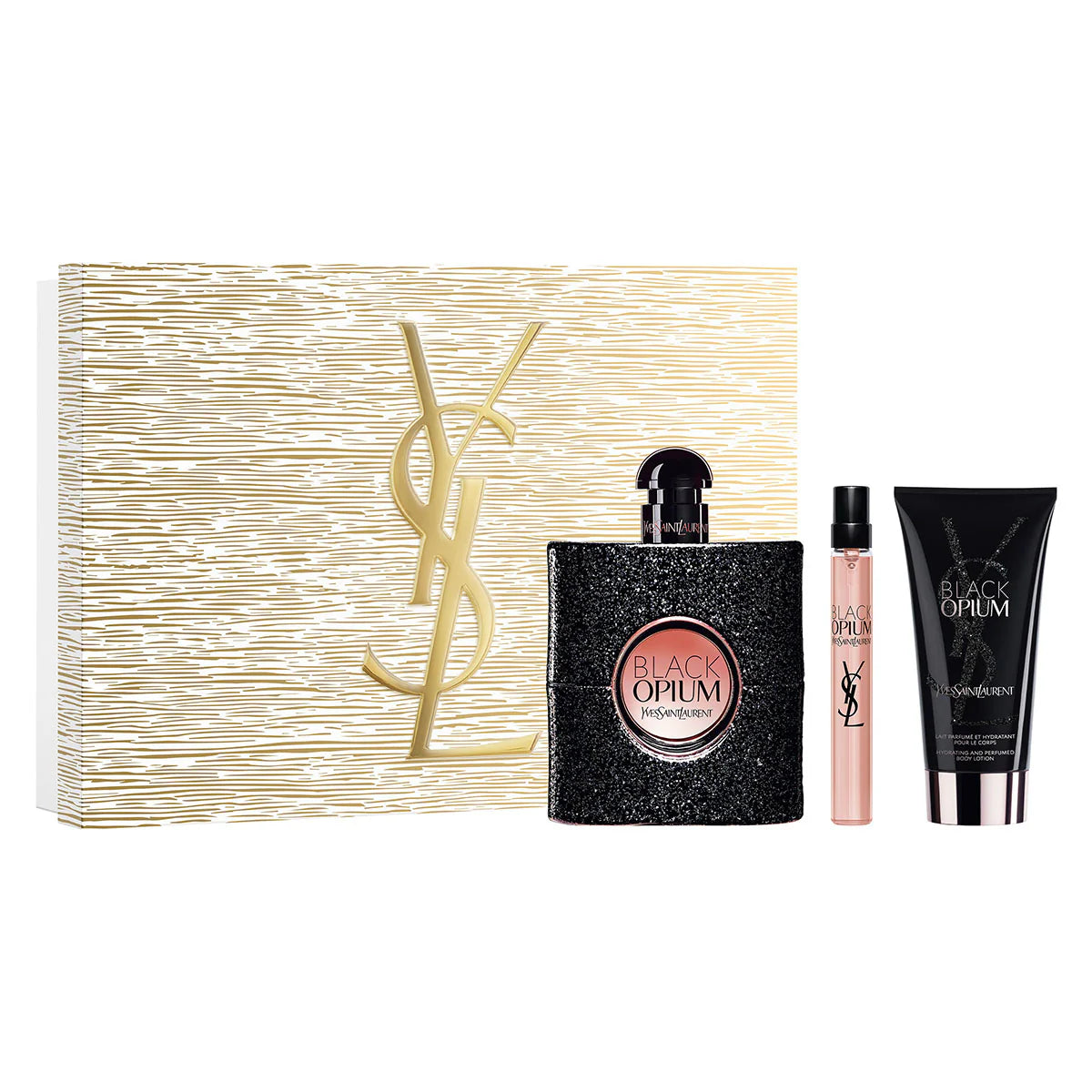 COFFRET BLACK OPIUM - Black Opium Eau de Parfum 90ml + Lait pour le corps 50ml + Format Voyage 10ml